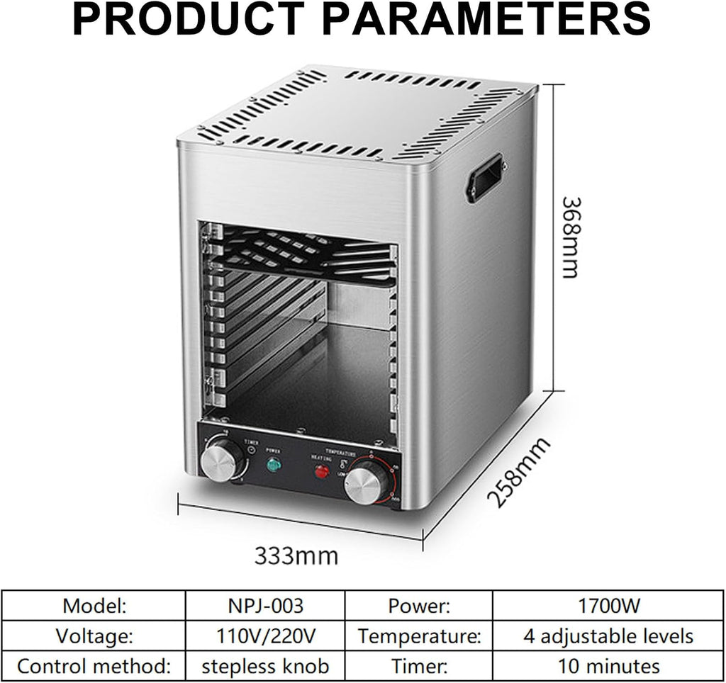 Indoor Countertop Broiler, 1700W 3400W Electric Grill, 800°C Constant Temperature Electric Oven, Adjustable Time Temperature, for Toast, and Broil Chicken, Beef, Pork, and Vegetables,NPJ-003-220V