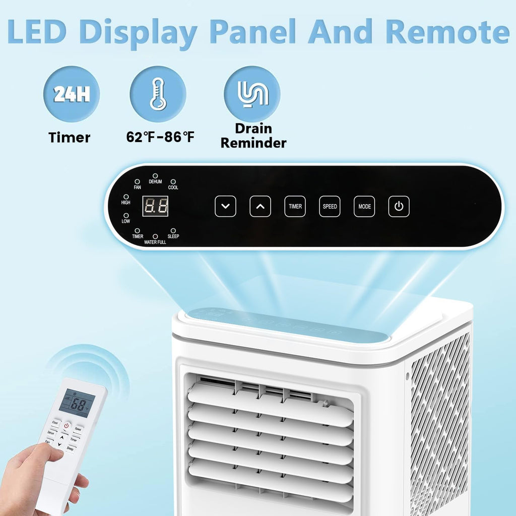 Antarctic Star Portable Air Conditioners 8,000 BTU, 3-in-1 Portable AC Unit for Rooms up to 350 Sq.Ft, Mini Air Conditioner for Bedroom with Cooling, Dehumidifier & Fan Mode, 24H Timer, Sleep Mode