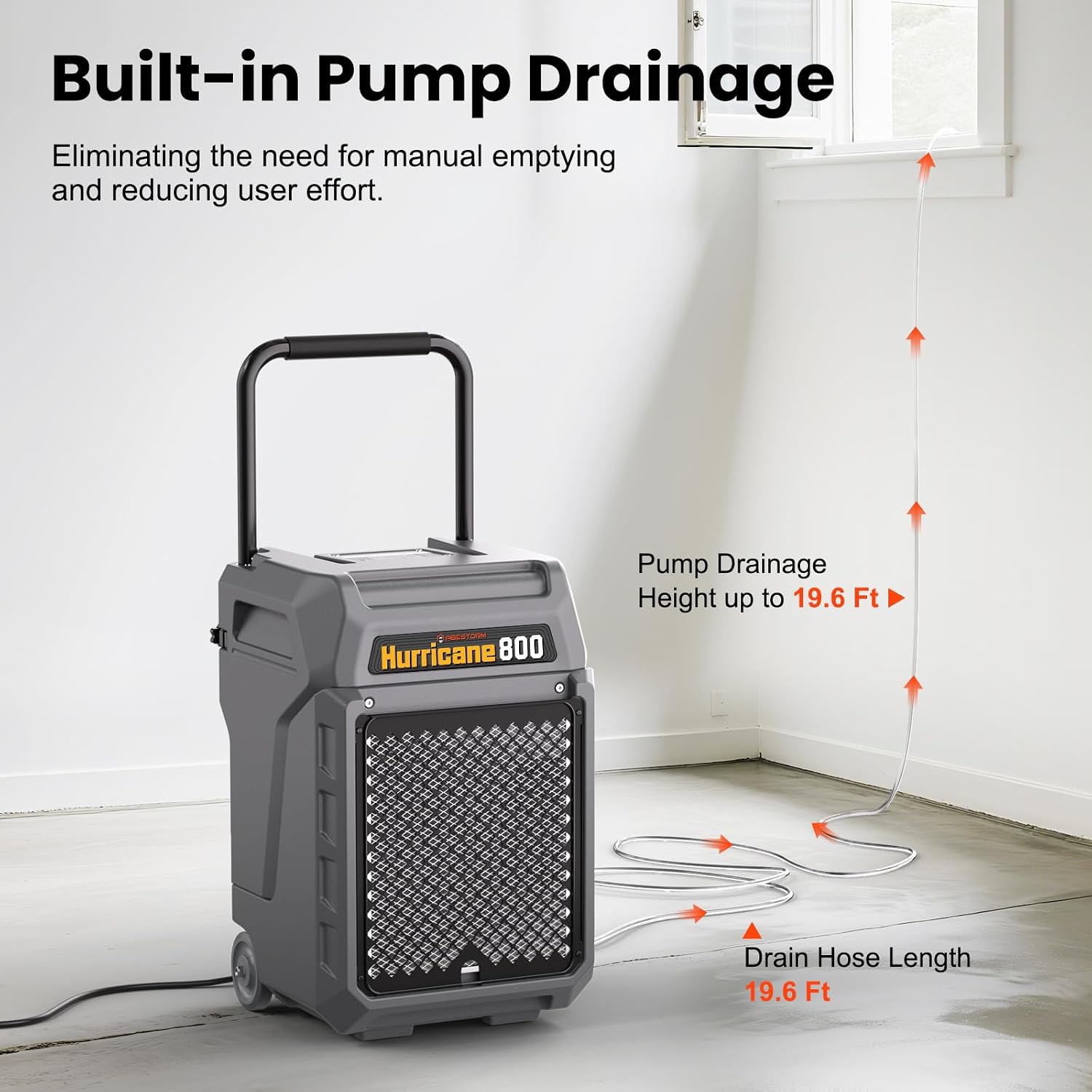 Abestorm 170 Pints Commercial Dehumidifiers with Pump & Drain Hose, Portable Industrial Dehumidifier for Water Damage Restoration, Basements, Warehouses - Covers Up to 2,100 Sq.Ft - 5-Year Warranty
