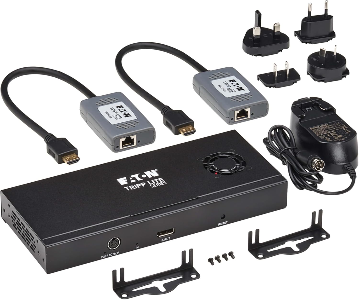 Tripp Lite Series 2-Port DisplayPort to HDMI Splitter + Extender Over Ethernet Cat6, Up to 8K@60Hz Video, 1 in 2 Out, DP 1.4, MST Hub, TAA Compliant, Plug-and-Play, 1-Year Warranty (B156E-002-H8K-K)