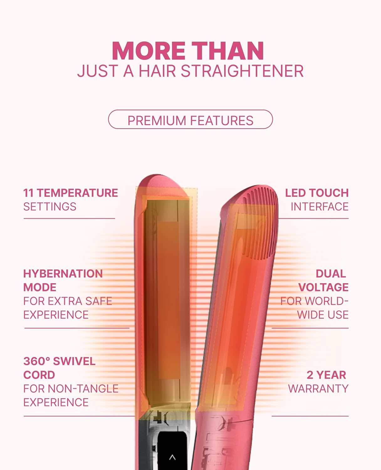 GLAMPALM GlamMuse 1' | All-Ceramic Flat Iron Infused with Vita-C, Salon Results with Less Heat Damage, Trusted by K-Pop Hair Stylists, Dual Voltage Hair Straightener, Silk Press | GP201T