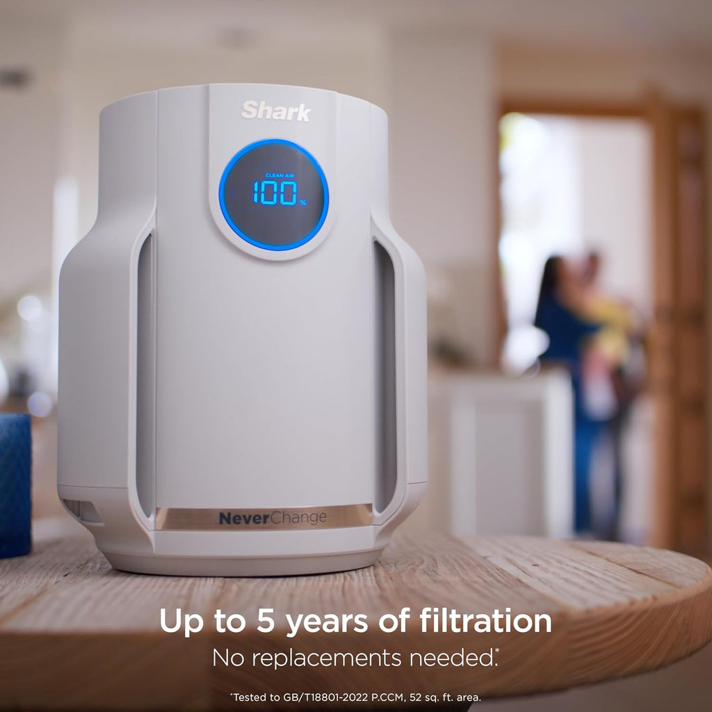 Shark Air Purifier for Home, NeverChange Compact Pro, for Bedroom, Nursery, Home Office, Dorm, HEPA-Exceeding Filter, Captures Pollutants, Pet Dander, Dust, Odor, Smoke, and More, HP072PK, Quartz