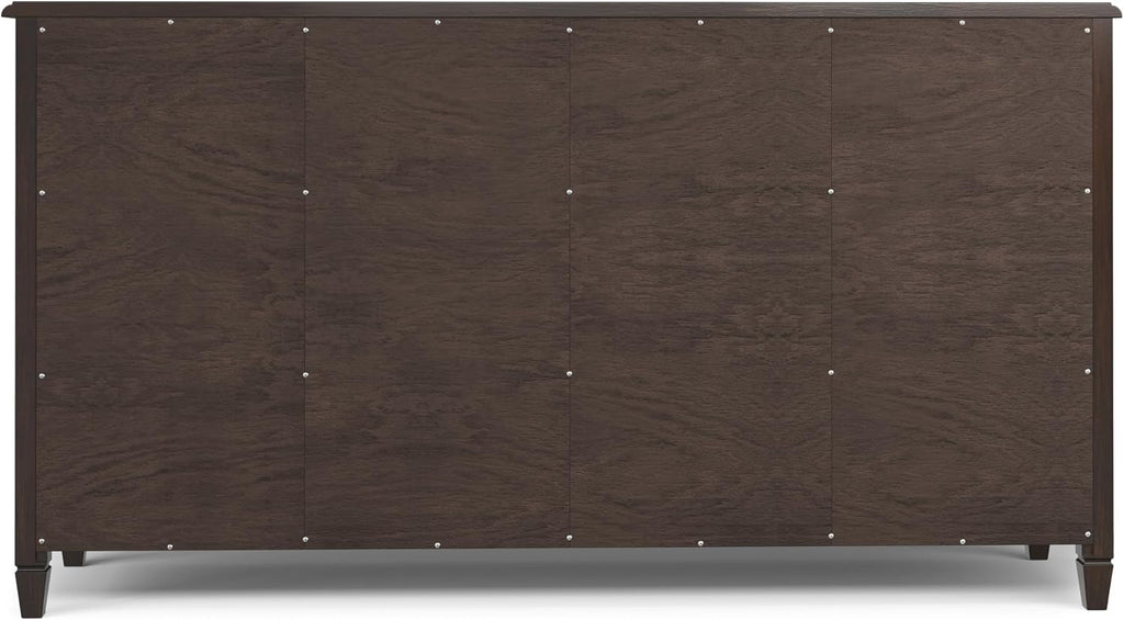 SIMPLIHOME Connaught Buffet - 67 inch Wide Solid Wood 4 Door Sideboard Cabinet in Dark Chestnut Brown, Traditional Dining Room Storage for Kitchen or Living Room with 2 Drawers and Adjustable Shelves