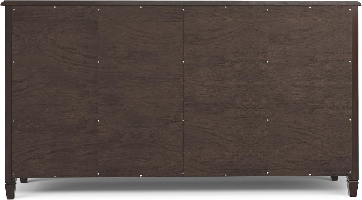 SIMPLIHOME Connaught Buffet - 67 inch Wide Solid Wood 4 Door Sideboard Cabinet in Dark Chestnut Brown, Traditional Dining Room Storage for Kitchen or Living Room with 2 Drawers and Adjustable Shelves