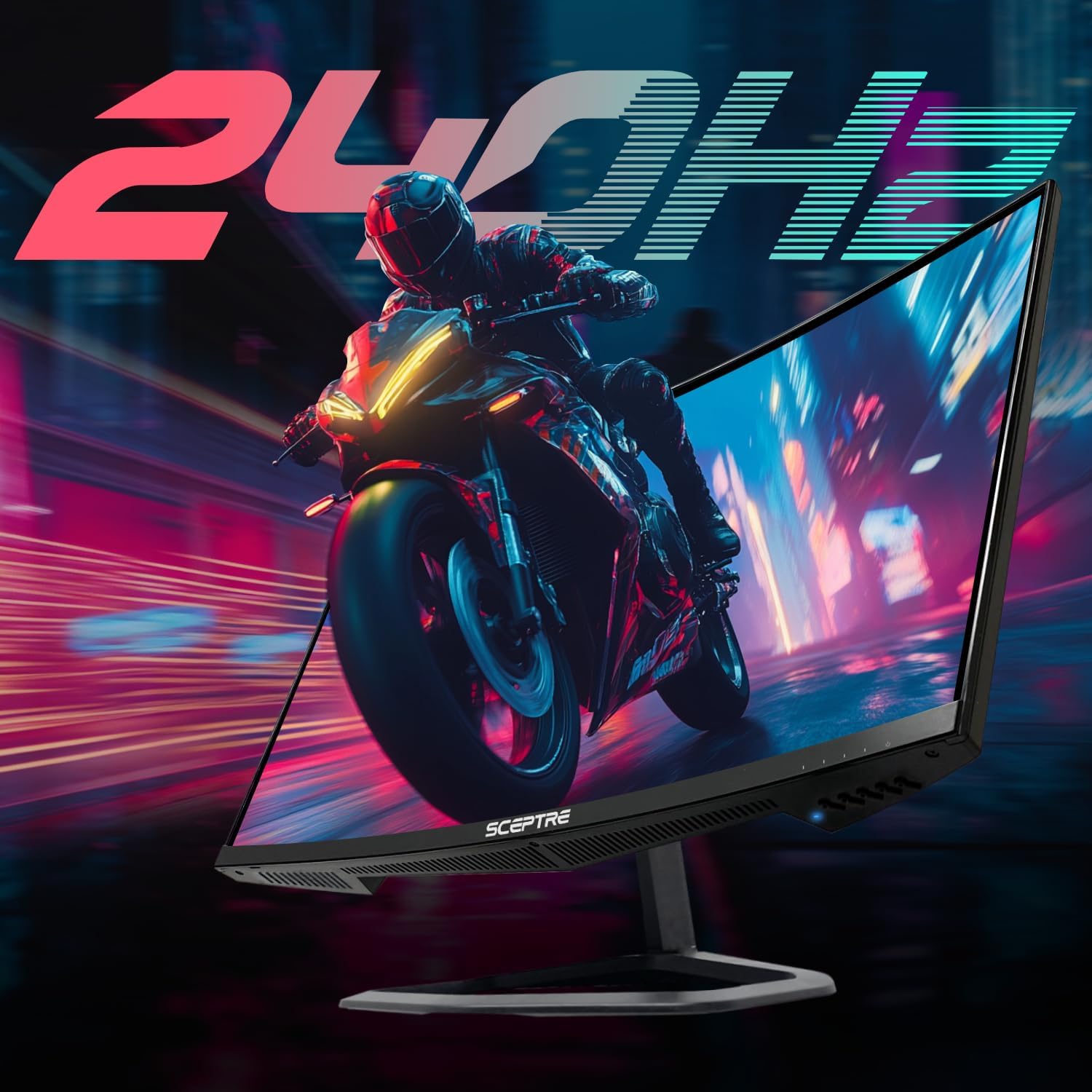 Sceptre Curved 24.5-inch Prime Gaming Monitor up to 240Hz 1080p R1500 1ms DisplayPort x2 HDMI x2 Blue Light Shift Build-in Speakers, Machine Black 2025 (C255B-FWT240 Series)