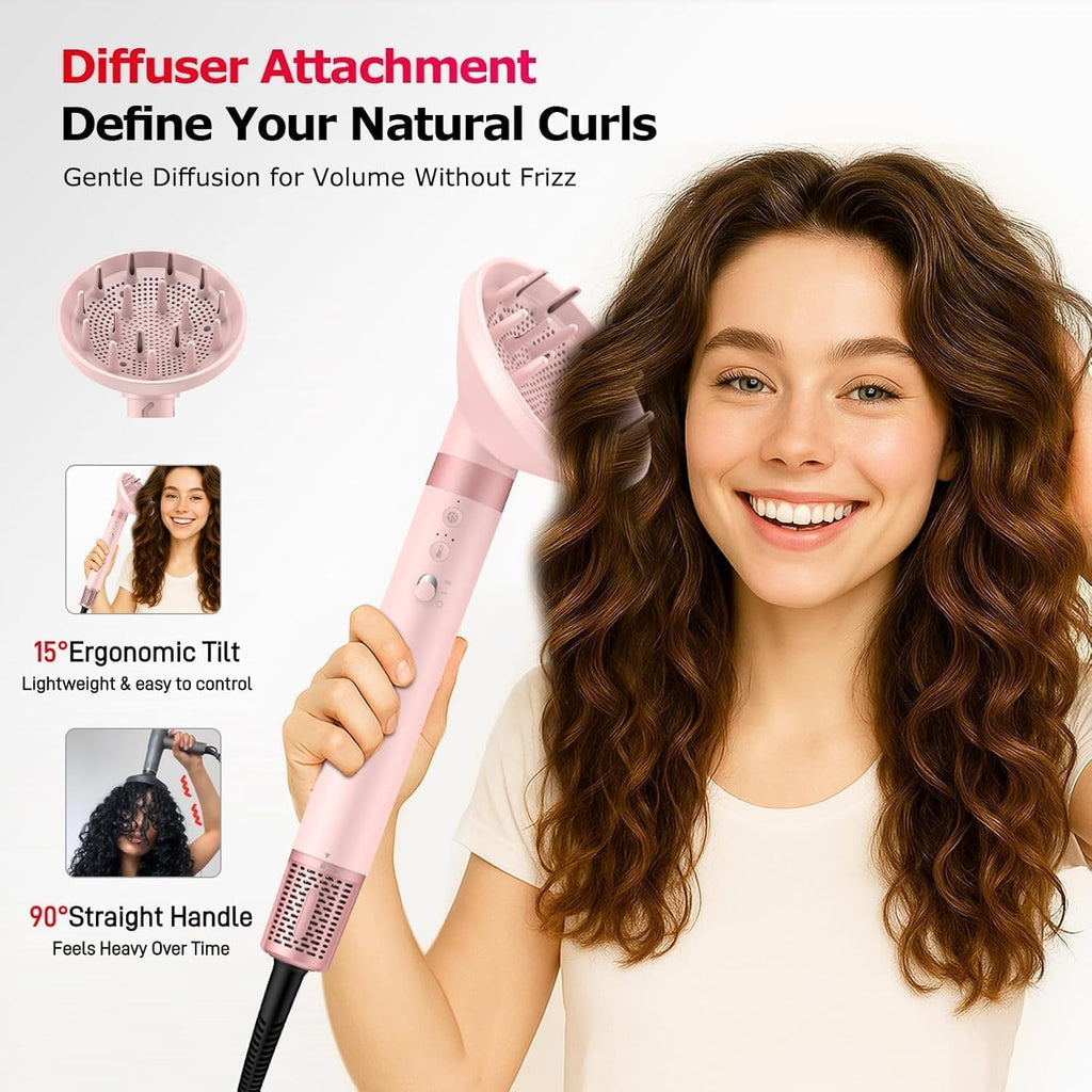 MESCOMB 5 in 1 High-Speed Hot Air Styler - Professional Frizz-Free Hair Dryer Brush, Fast Drying Hair Dryer with Diffuser, No Heat Damage Air Styler Wrap - Curl, Volumize Gift for Women