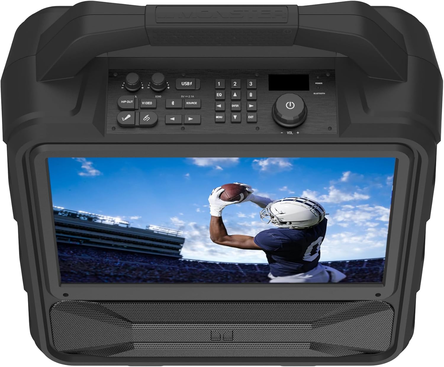 Monster Vision 2 | Portable Entertainment System with 15.6' 1080p Display & 60W Speakers | up to 25 Hours of Playtime | Dual HDMI Ports | Includes USB-C to HDMI Cable | ATSC Tuner for Portable TV use
