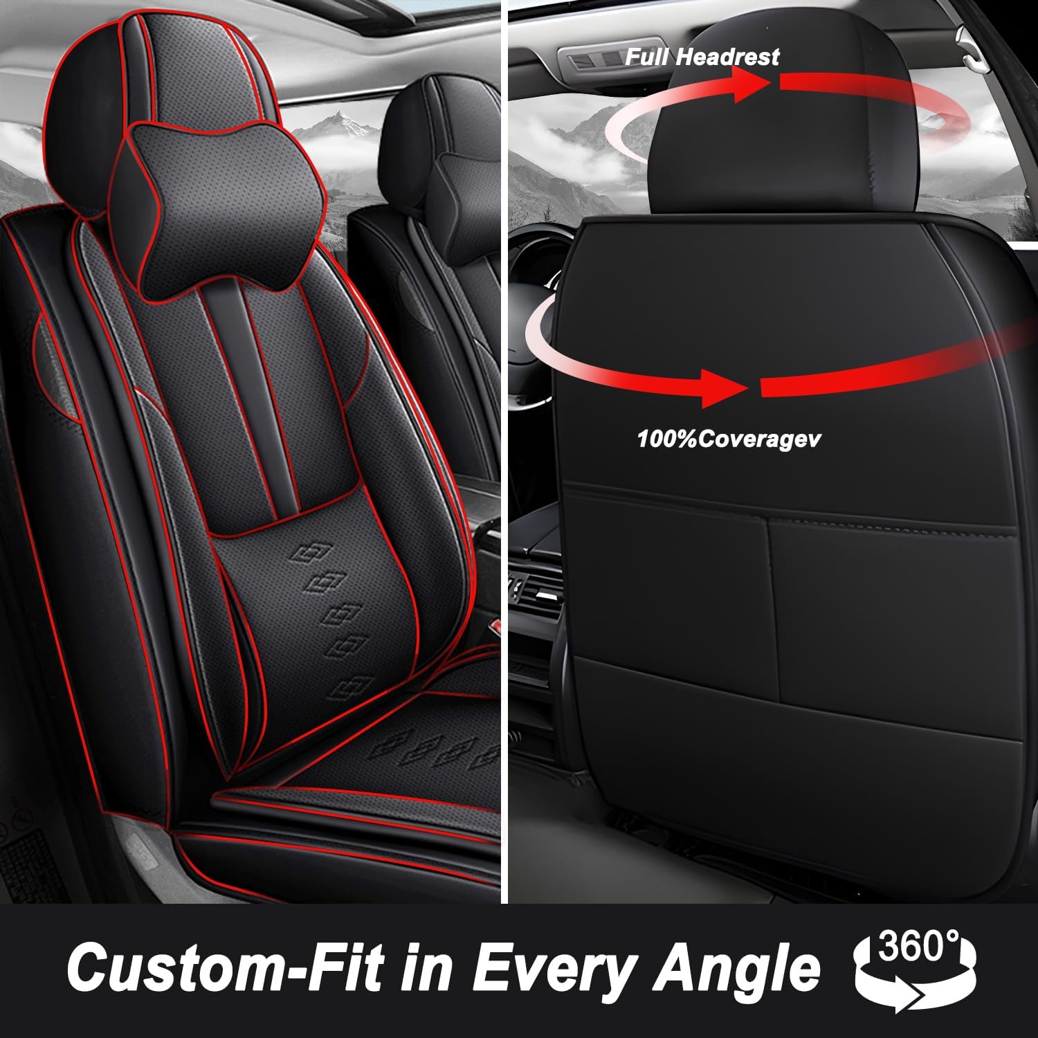 Car Seat Covers 5 Seats Fit for Mazda CX-30 2020-2024 2025,Waterproof Leather Seat Covers,Airbag Compatible,Car Seat Protectors Interior Sets(5PCS with Pillows,Black)