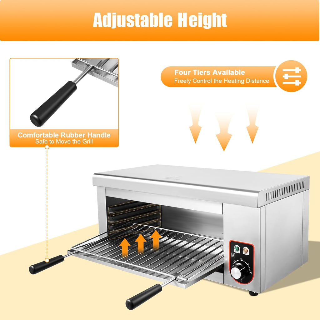 Electric Cheese Melter, 110V/60Hz Barbecue Grill, Height Adjustable, Stainless Steel Kitchen Gadgets and Appliances for Melting Cheese, Grilling Sandwiches, Burgers, Grilling Steaks (US Plug)