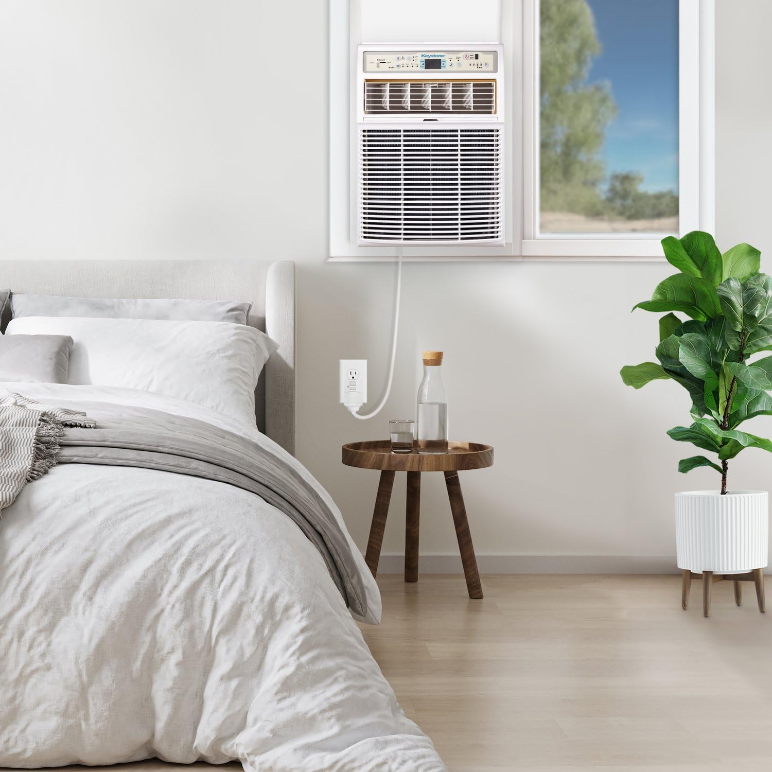 Keystone 8,000 BTU Slider Window Air Conditioner and Dehumidifier, 115V Air Conditioner Window Unit for Bedroom, Living Room, and Small-Medium Sized Rooms up to 350 Sq.Ft., 4-Way Air Direction Control