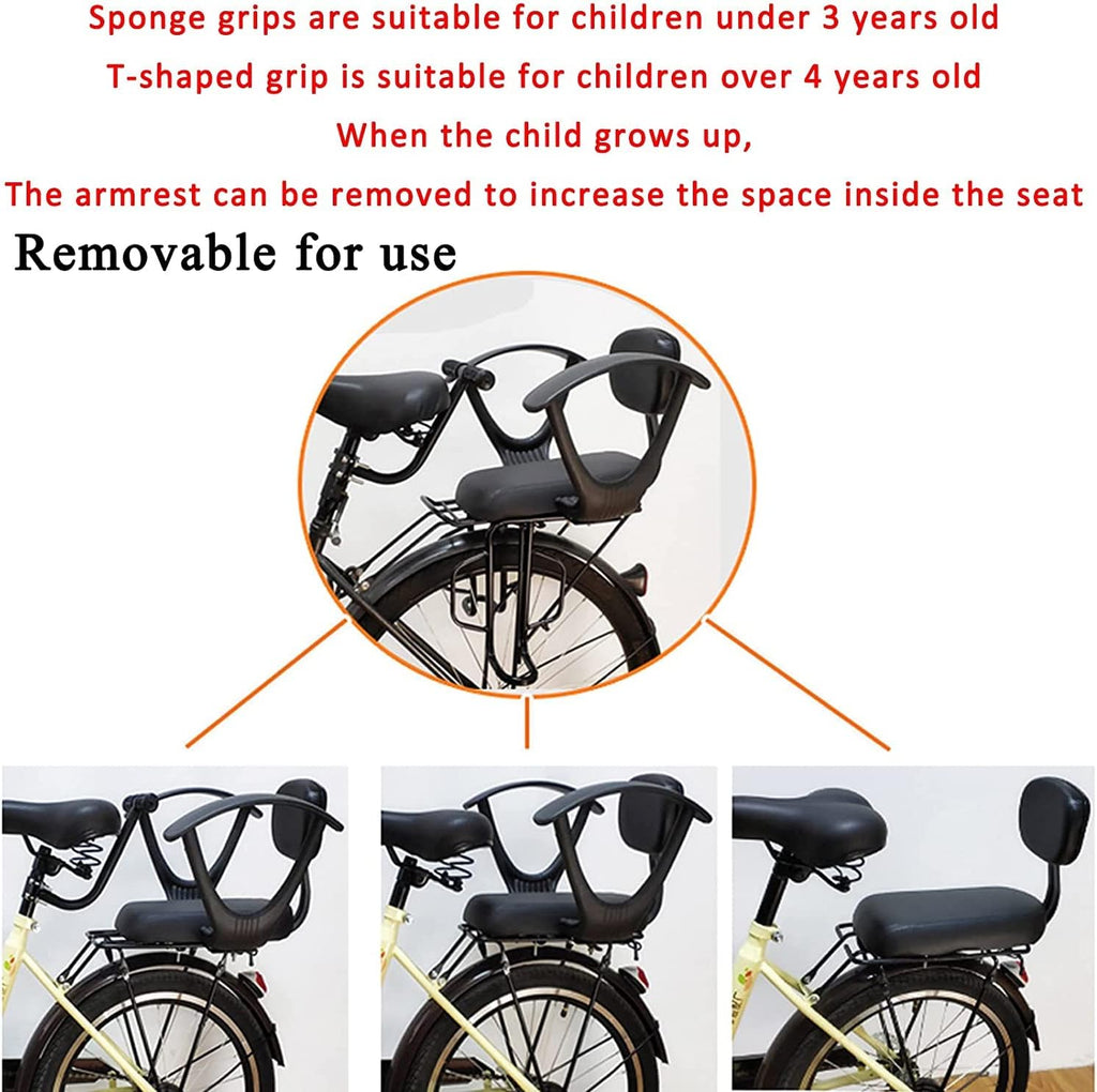 IMYOGI Baby Safety Seats for Bicycle, Rear Child Bike Seat Carrier Rack Mount with Pedals Seat Belt, Waterproof and Wear-Resistant, for 2-10 Years Kids Toddler