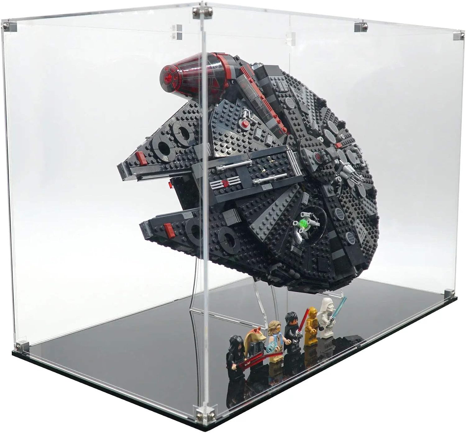 Display Case Compatible with Lego Set 75389 - The Dark Falcon - Acrylic Dustproof Showcase with Pre-Printed Background - Set Not Included