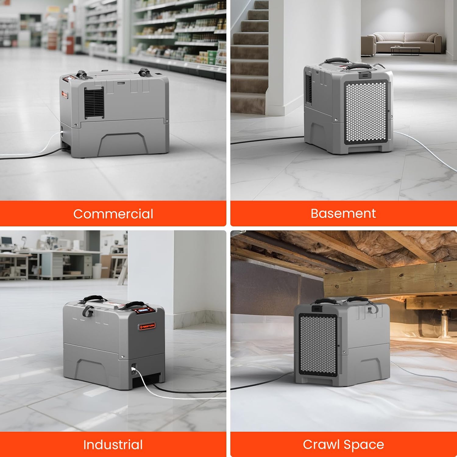 Abestorm LGR85 Commercial Dehumidifiers with Pump, 180 PPD Industrial Dehumidifier for Basement, Crawl Space, Warehouse, Auto Defrosting, 5 Years Limited Warranty