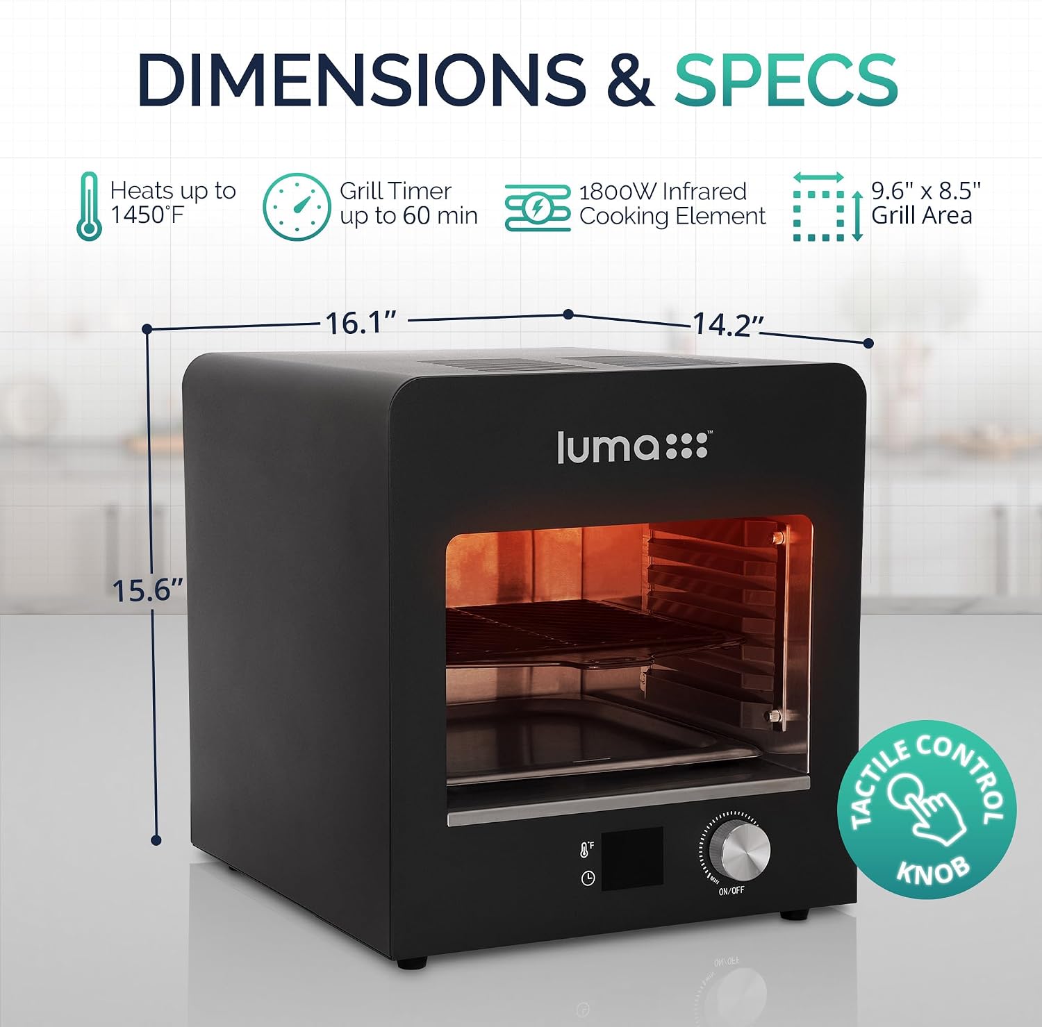 Luma® by Newair Electric Grill for Steaks | 1450°F Infrared Indoor Smoker with Cool-Touch Exterior | Portable Countertop BBQ Grill for Kitchen or Patio
