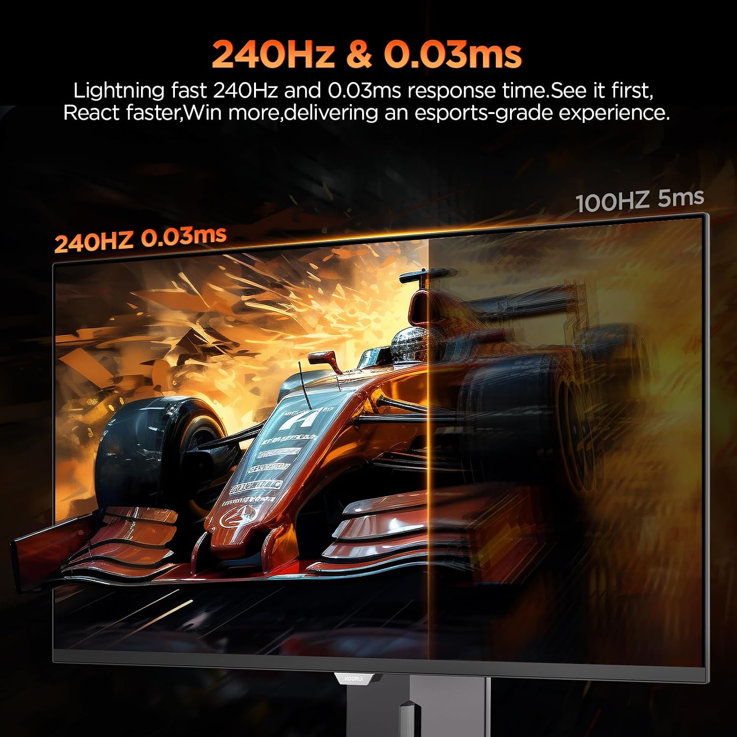 KOORUI 32 Inch 4K OLED Gaming Monitor, UHD 3840x2160, 240Hz 0.03ms Computer Monitors, HDR True Black 400, 99% DCI-P3, AdaptiveSync, DP&HDMI, Tilt/Pivot/Swivel/Height Adjustable, USB Type-C, S3241XO