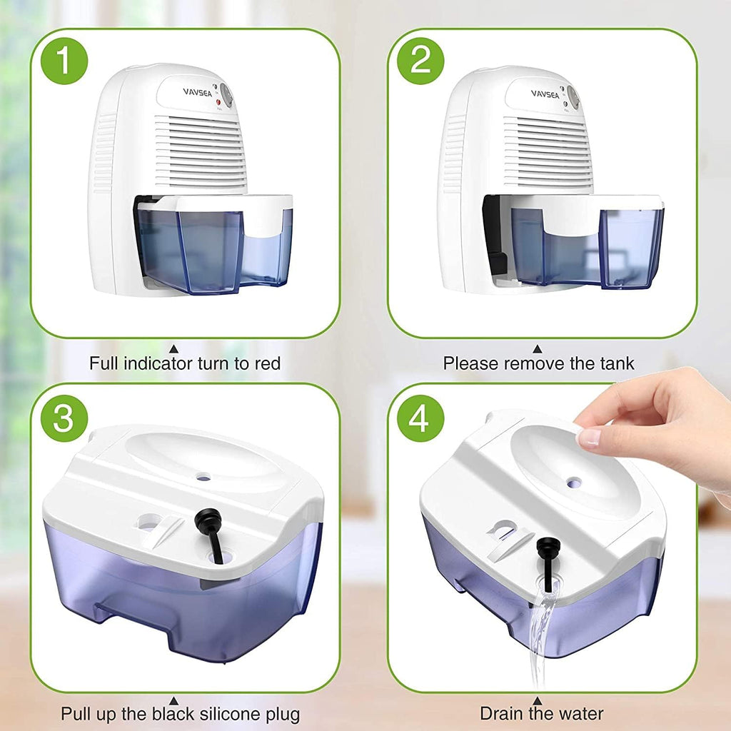 Dehumidifiers 500ml (17oz) Capacity, Compact and Portable Mini Air Dehumidifiers with Quiet and Auto-Off Function for Removing Moisture in Home, Kitchen, Bedroom, Bathroom, Wardrobe Mini Fan