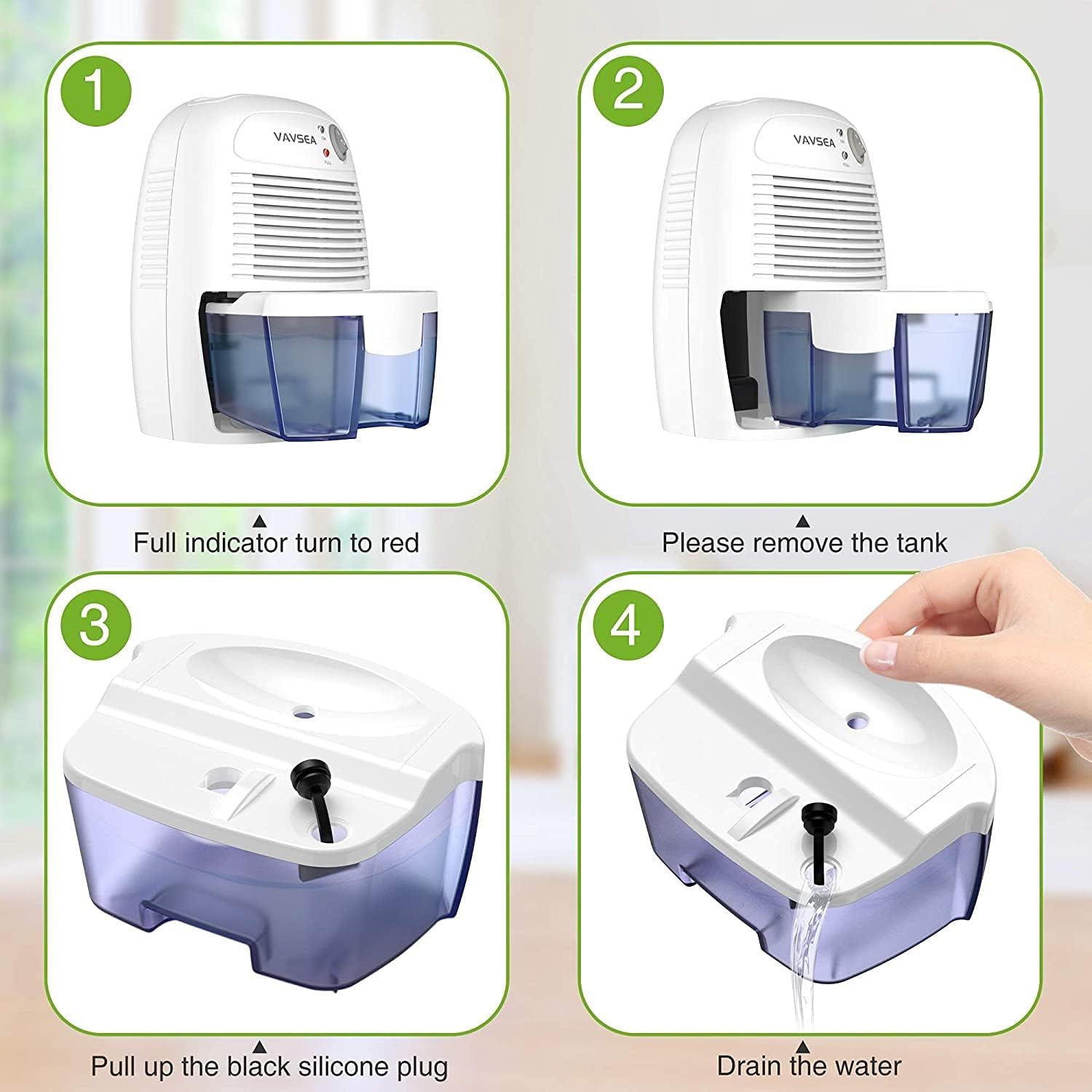 Dehumidifiers 500ml (17oz) Capacity, Compact and Portable Mini Air Dehumidifiers with Quiet and Auto-Off Function for Removing Moisture in Home, Kitchen, Bedroom, Bathroom, Wardrobe Mini Fan