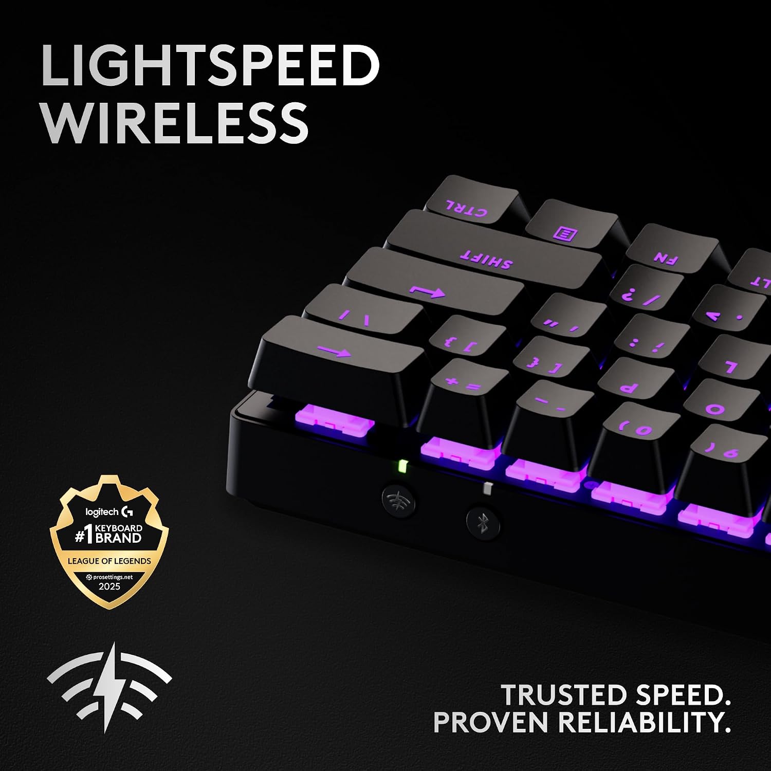 Logitech G PRO X 60 Lightspeed Wireless Gaming Keyboard, Ultra Compact TKL 60% Mechanical Keyboard for Windows PC, LIGHTSYNC RGB, Dual-Shot PBT Keycaps, GX Optical Linear Switches - Black