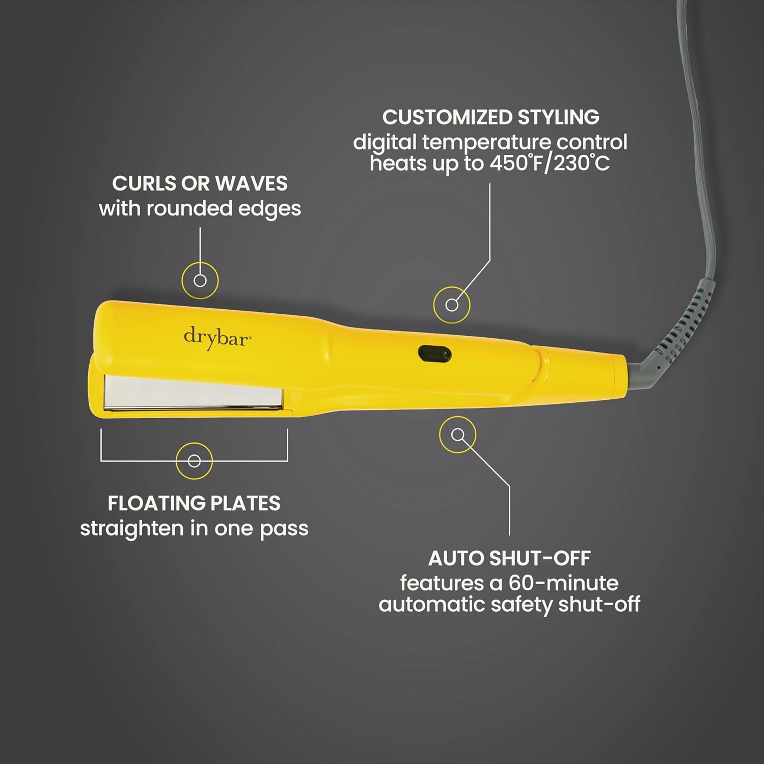 Drybar The Tress Press Straightening Iron - Ionic Technology for Smooth, Shiny Hair - Straighten or Wrap Around Barrel to Create Curls, Waves, or Sleek Styles