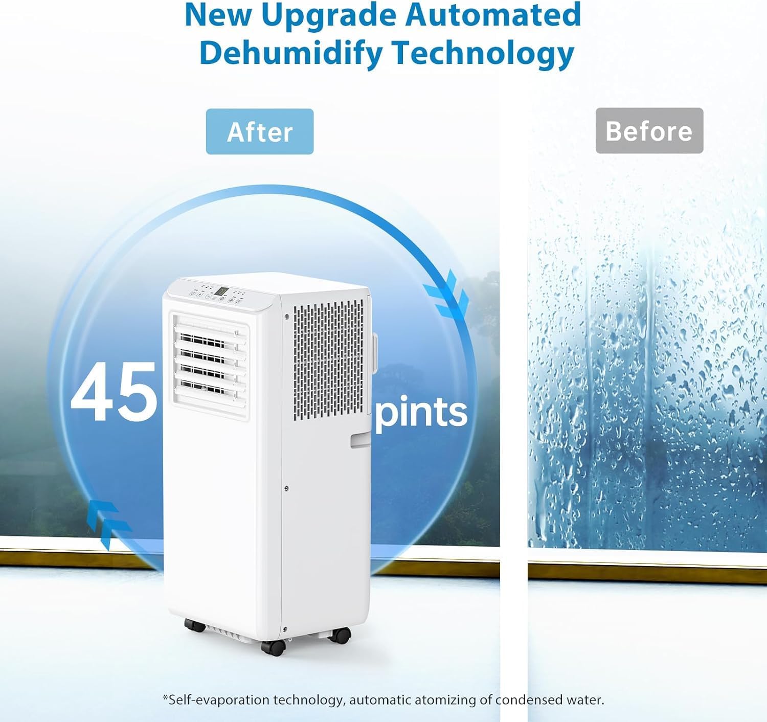 8000BTU Portable Air Conditioner, 3-In-1 Air Conditioner with Remote Control, Cooling, Dehumidifier and Fan, Cooling Area Up to 350 Sq. Ft. for Home, Office, Bedroom, White
