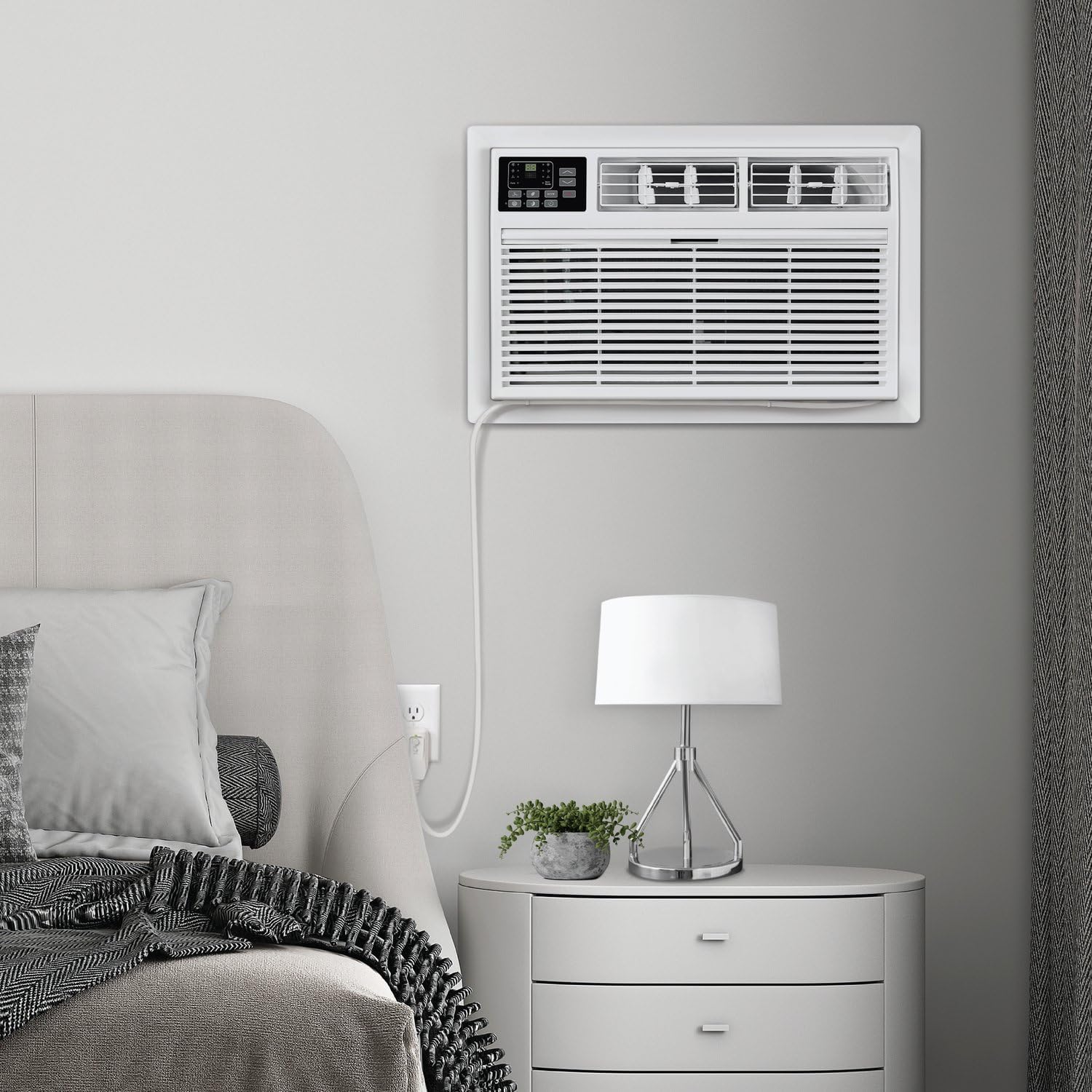 Whirlpool 10,000 BTU Through the Wall Air Conditioner, 230V, Cools up to 450 Sq. Ft for Living Room, Bedroom, Kitchen, Apartment, with Dehumidifier, Remote Control, Digital Display, 24H Timer, White