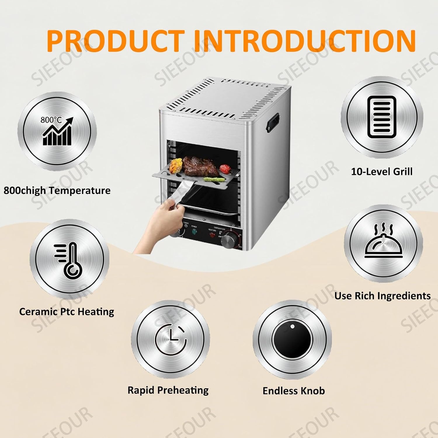 Electric Steak Broiler, 1700W Smokeless Indoor Electric Grill With 10-Layer Rack,Commercial,Adjustable Time & Temperature, Smokeless Broiler Oven For Steak & Bbq