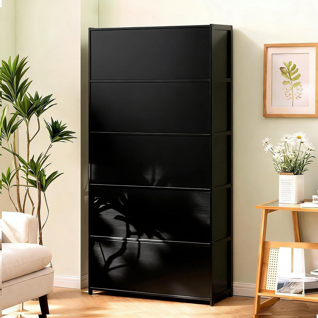 Display Cabinet with Acrylic Glass Doors, 5-Tier Curio Cabinet, Collectibles Toy Organizers Rack & Display Shelf, High Display Case for Home, Office, Playroom, Living Room