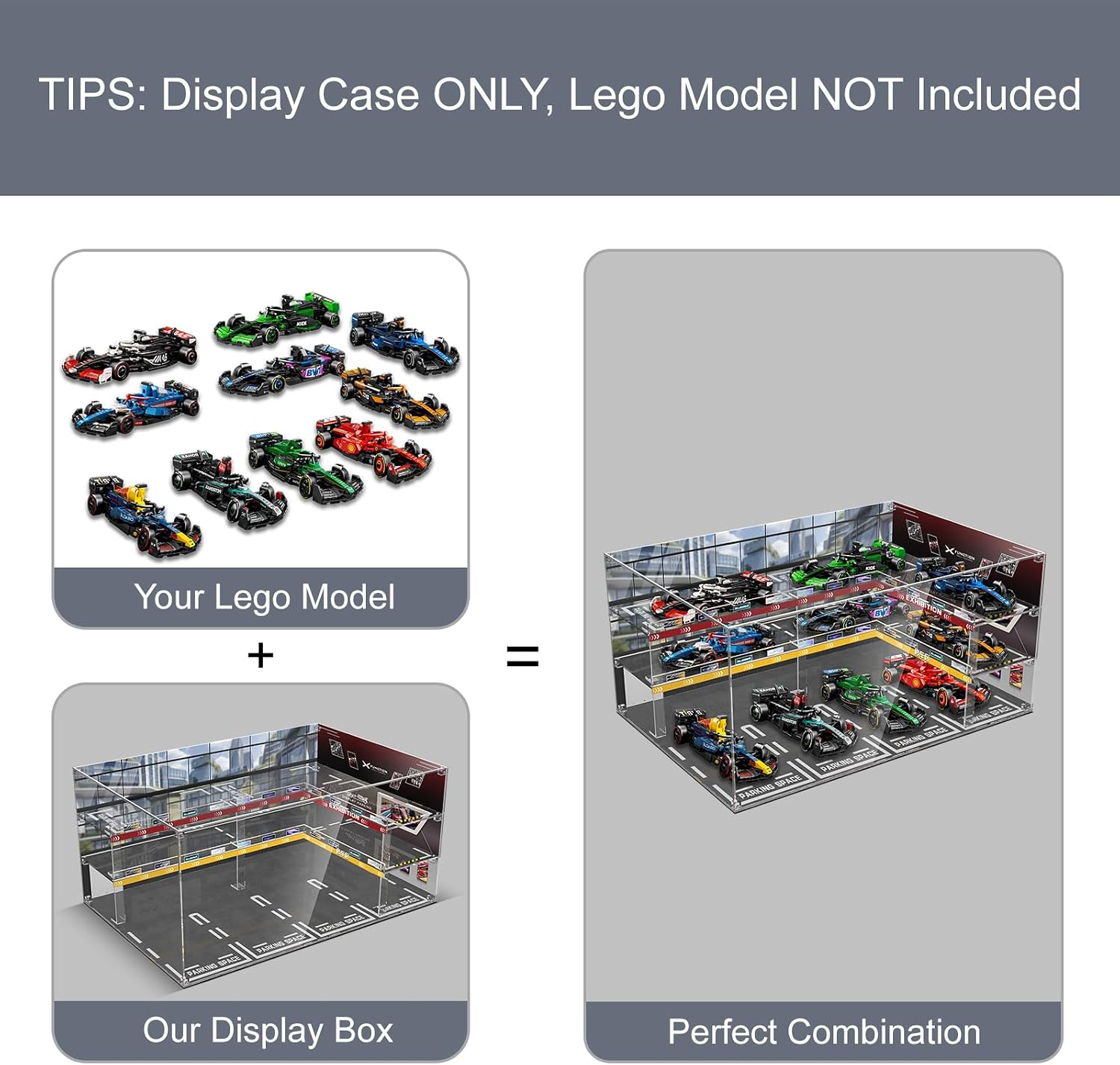 Acrylic Display Case for Lego Speed Champions Ultimate Formula 1 Collector's Pack, Dust-Proof Protective Showcase Box for F1 Model Car Kit (Model Car NOT Included)