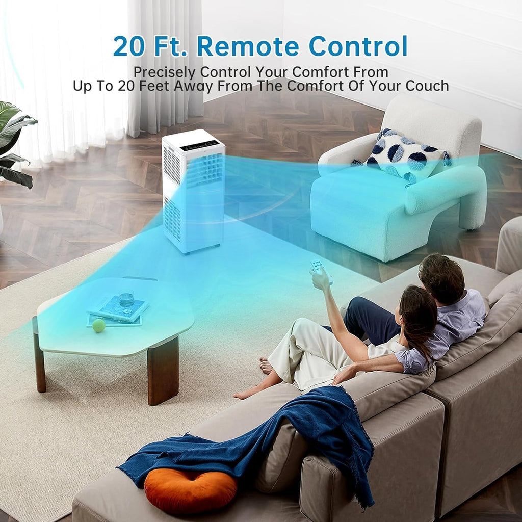Portable Air Conditioner, 8000 BTU Portable AC Unit Cooling Up to 350 Sq.Ft, 3-In-1 Air Conditioner with Fan & Dehumidifier Mode, Remote Control, LED Display, 24 Timer for Bedroom, Living Room, Office