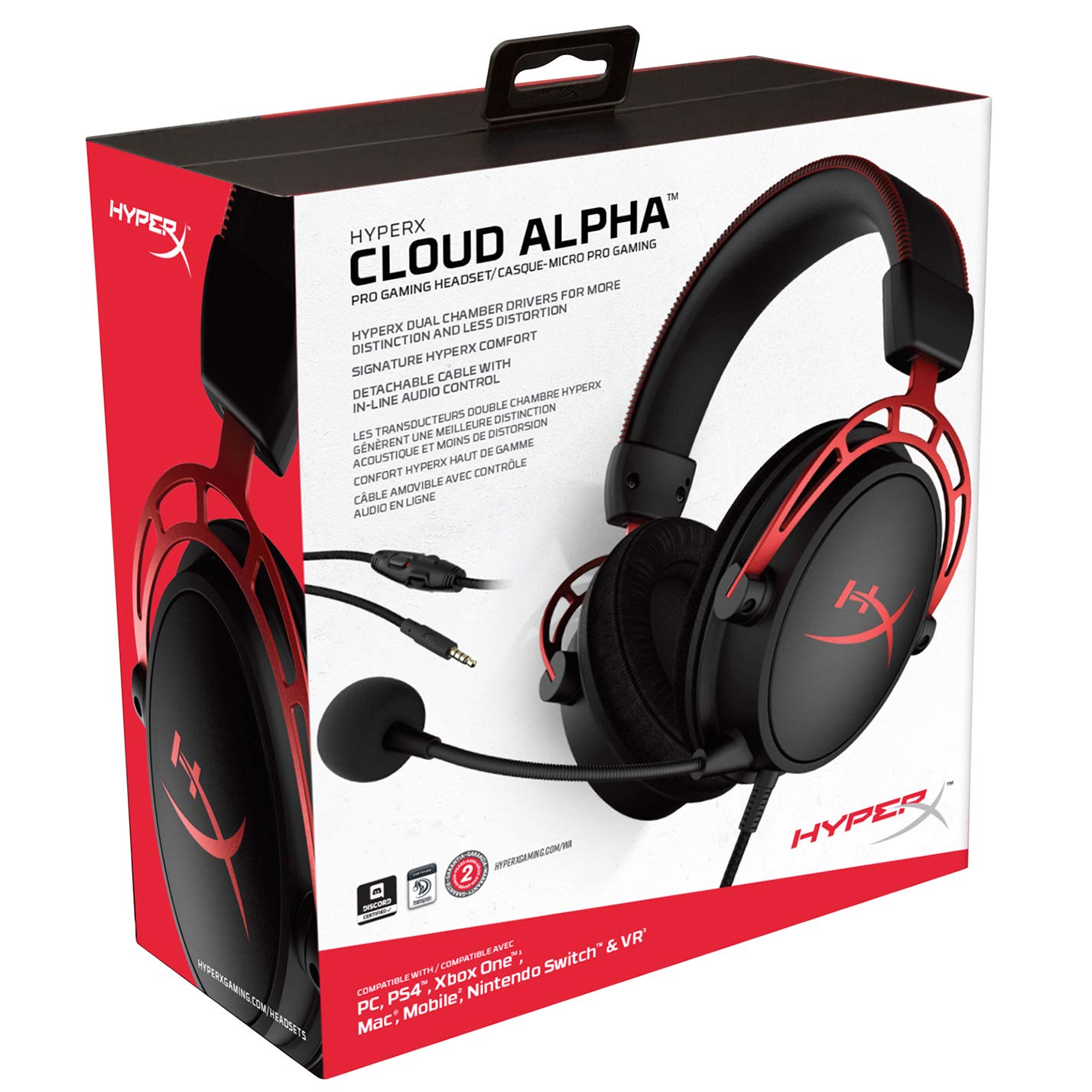 HyperX Cloud Alpha - Gaming Headset,Dual Chamber Drivers,Legendary Comfort,Aluminum Frame,Detachable Microphone,Works on PC,PS4,PS5,Xbox One/Series X|S,Nintendo Switch and Mobile – Red,(Pack of 10)