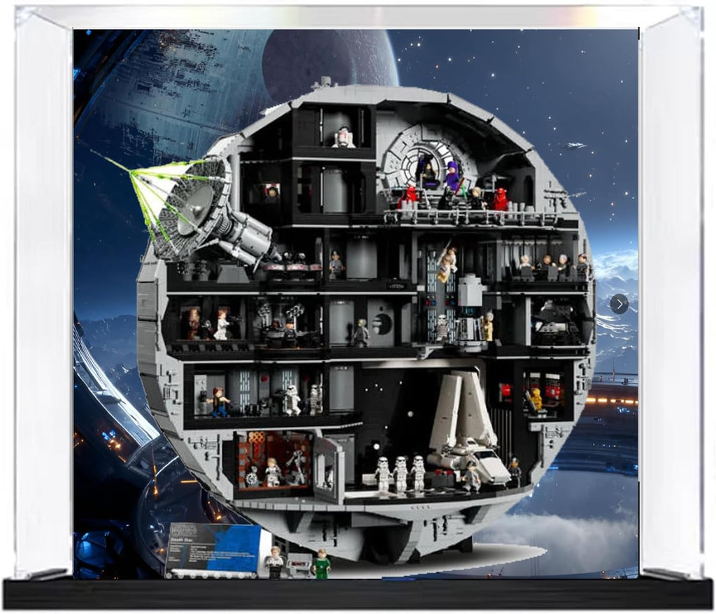Acrylic Display Case for Lego 75419 Death Star , Dustproof Display Box Showcase ,Gifts for Lego Lovers,Customizable(Model Kit Not Included) (Background 1)