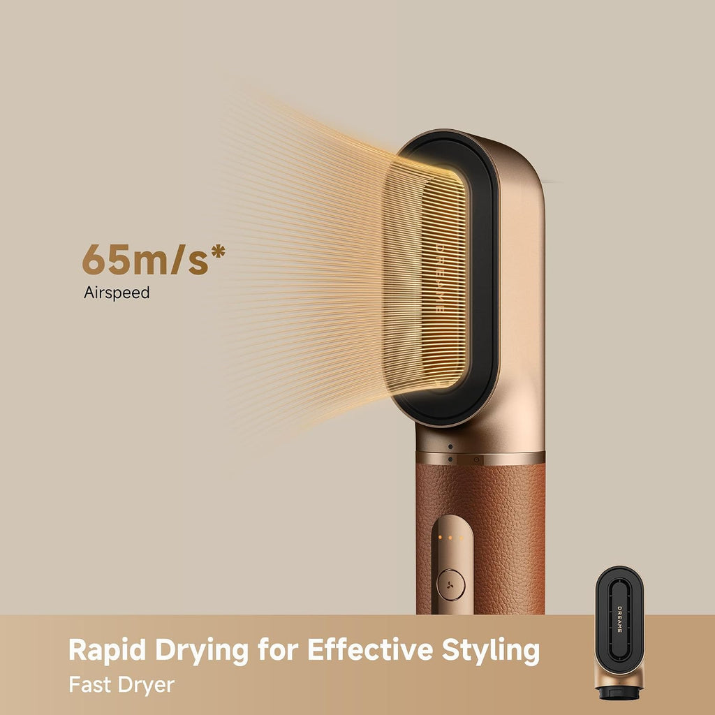 DREAME AirStyle Suite Pro Hair Styler & High-Speed Dryer, 110,000 RPM Motor, 3 Essential Snap-On Attachments for Curling, Volumizing & Fast Dry, Frizz Control, Cool Shot, Luxury Leather Travel Bag