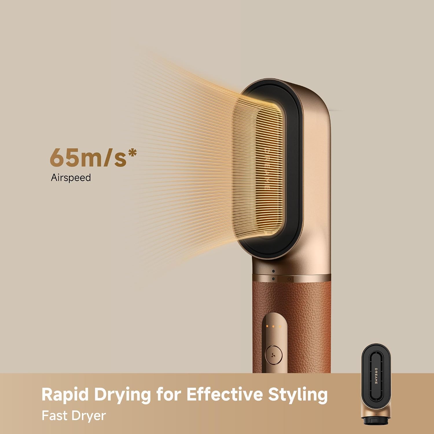 DREAME AirStyle Suite Pro Hair Styler & High-Speed Dryer, 110,000 RPM Motor, 3 Essential Snap-On Attachments for Curling, Volumizing & Fast Dry, Frizz Control, Cool Shot, Luxury Leather Travel Bag