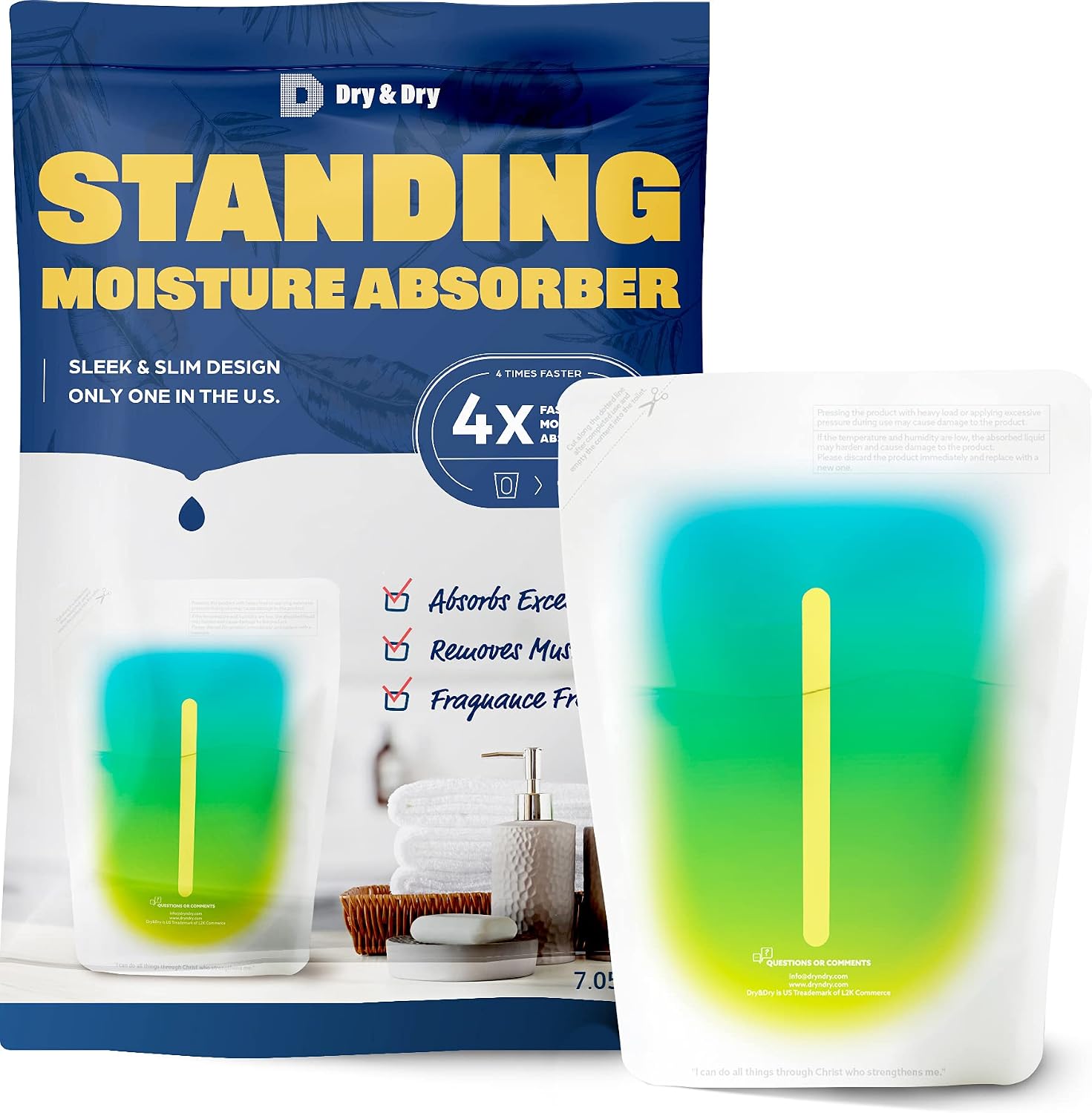 Dry & Dry [70 Packs Standing Moisture Absorbers to Control Excess Moisture for Basement, Closets, Bathrooms, Laundry Rooms - Moisture Absorbers Moisture Absorber