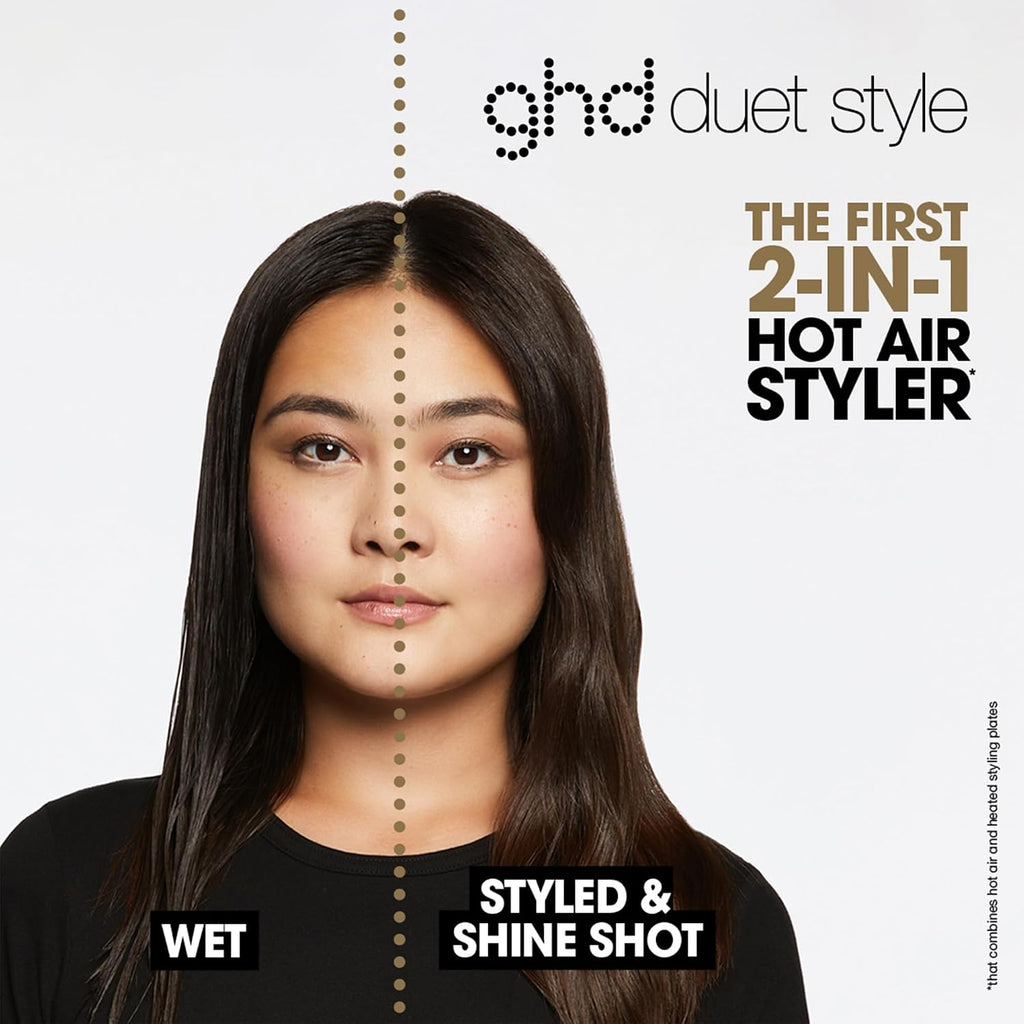 ghd Duet Style - 2-in-1 Flat Iron Hair Straightener + Hair Dryer in One Tool | Transform Hair from Wet to Styled with No Heat Damage | Blow Dry with No Fizz | 2X More Shine