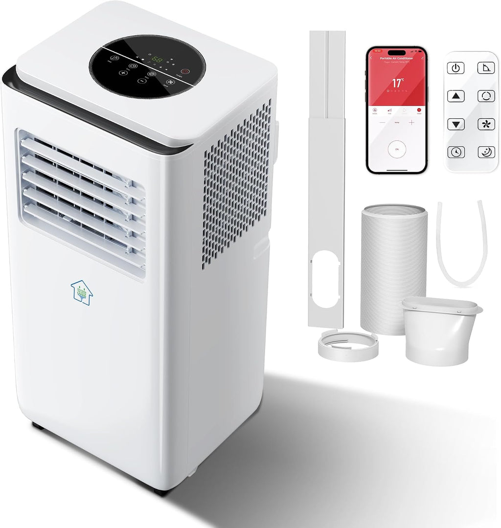 10,000 BTU Smart Air Conditioner with Heat, Auto-Evaporation Portable AC Unit with 4 Modes 2 Speeds/APP/Fast Cooling/Dehumidifier/Fan Mode/24Hrs Timer for Bedroom/Office