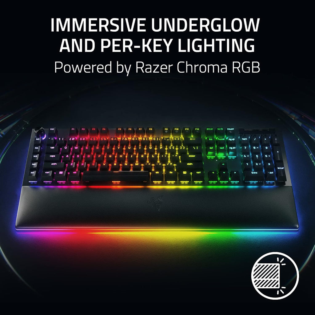 Razer BlackWidow V4 Pro Wired Mechanical Gaming Keyboard: Green Switches Tactile & Clicky - Doubleshot ABS Keycaps - Command Dial - Chroma RGB - Magnetic Wrist Rest - Snap Tap