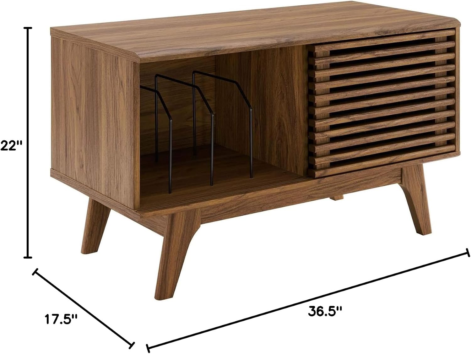 Modway Render Mid-Century Modern 37' Vinyl Record Display Stand in Walnut