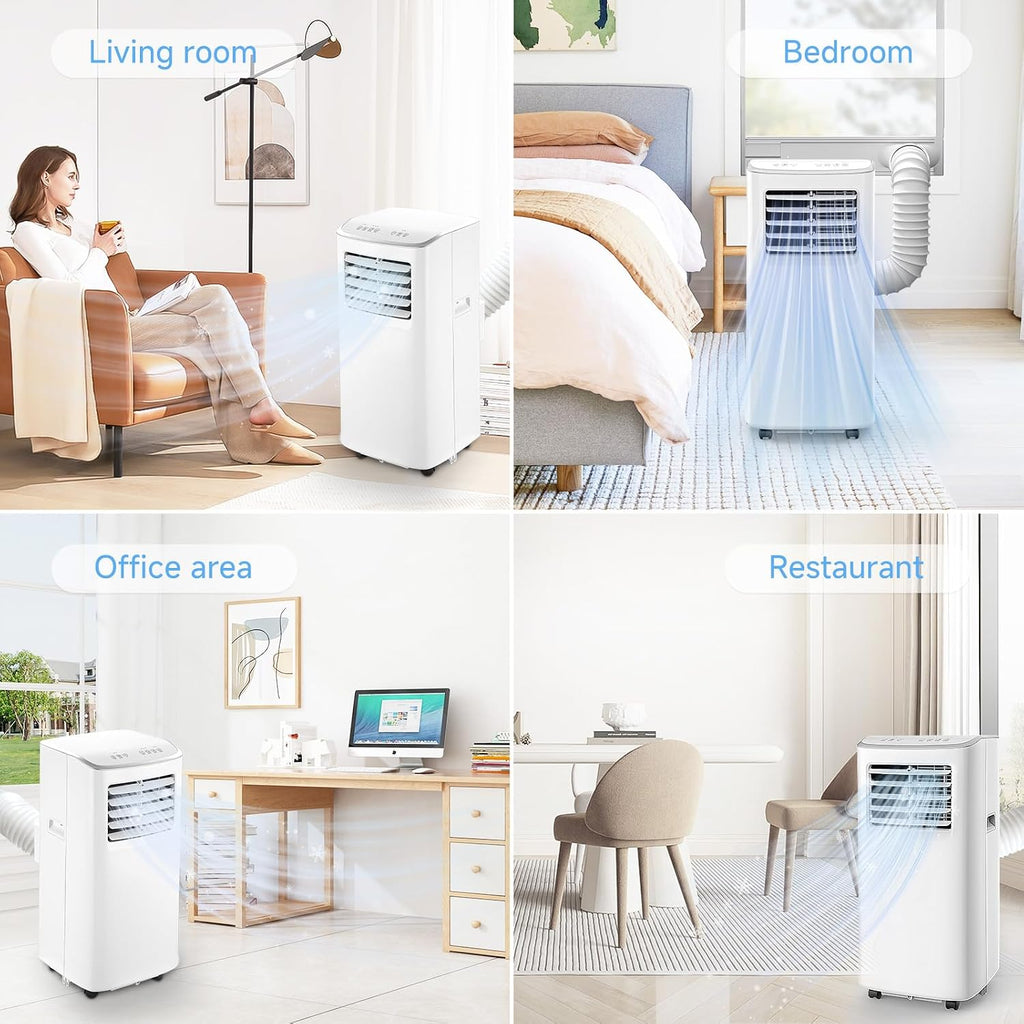 8500 BTU Portable Air Conditioner with Remote Control - 3-in-1 AC Unit Cools 450 Sq.Ft, Fan & Dehumidifier, Includes Installation Kit, Sleep Mode, for Bedroom, Office, Studio