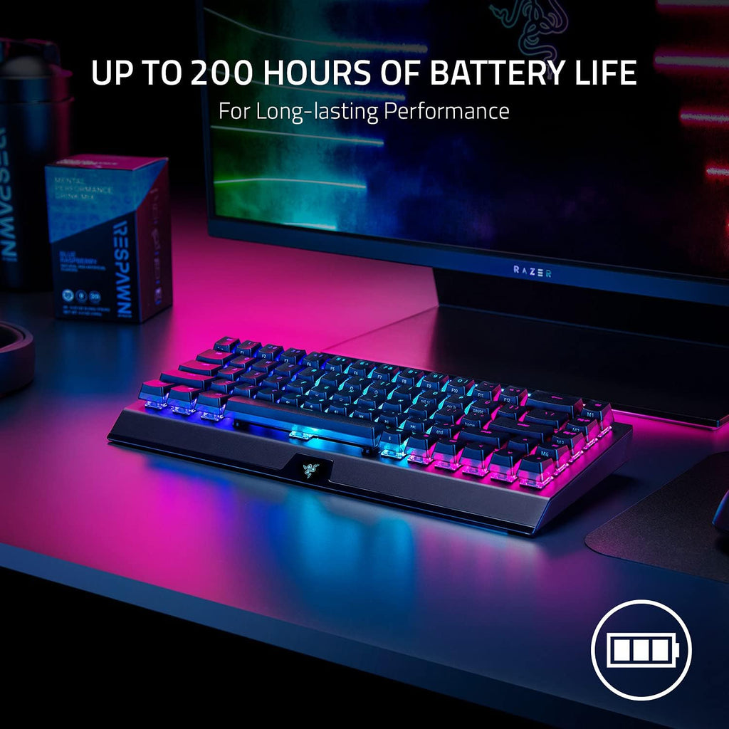 Razer BlackWidow V4 Mini HyperSpeed Wireless Hot Swappable 65% Gaming Keyboard: HyperSpeed Wireless & Bluetooth 5.0 - Orange Switches Tactile & Quiet - Phantom Pudding Keycap - 200 Hr Battery