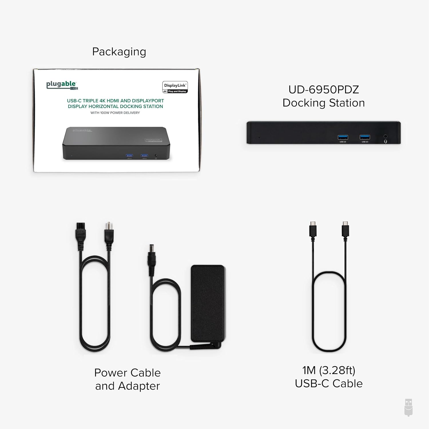 Plugable 12-in-1 USB C Triple Monitor Docking Station, Triple 4K Displays with 3X HDMI or 3X DisplayPort, Compatible with Mac, Windows, Thunderbolt, USB4, USB-C (100W PD, 6X USB Ports, Ethernet)