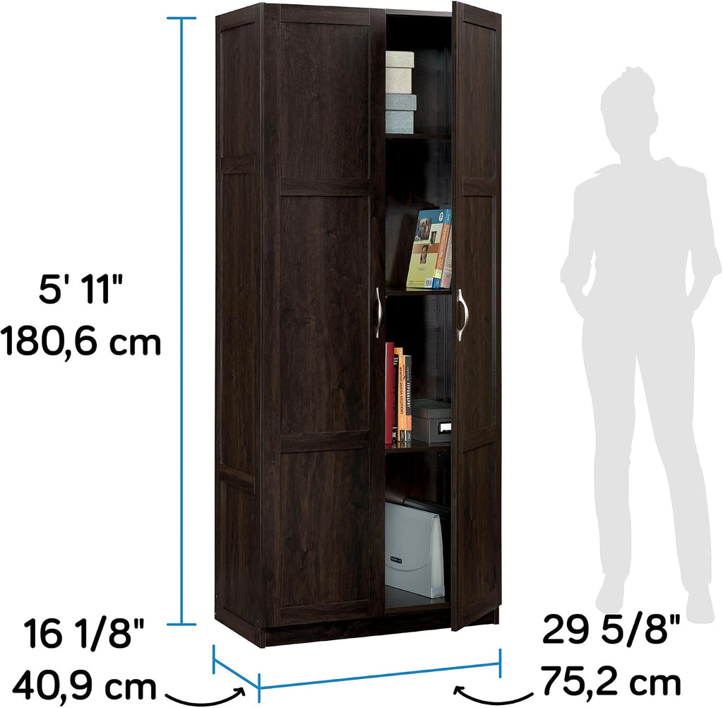 Sauder Storage Cabinet/ Pantry cabinets, 29.61 ' x D: 16.02 ' x H: 71.50', Cinnamon Cherry finish
