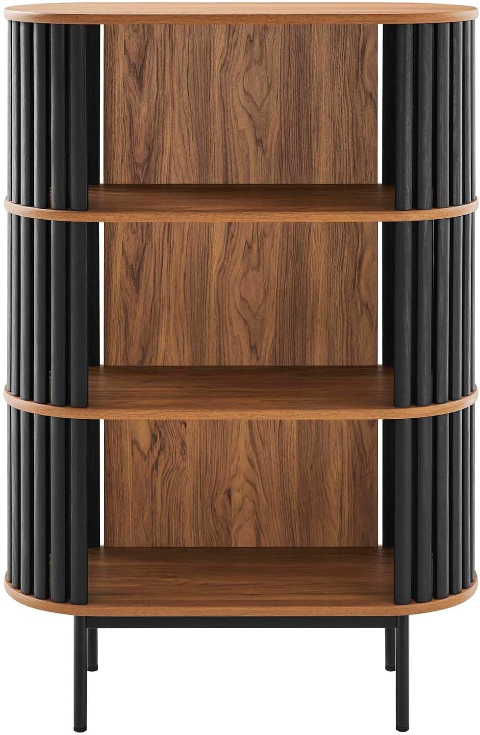 Modway EEI-6524-WAL-BLK Fortitude Three Tier Display Cabinet, Walnut Black