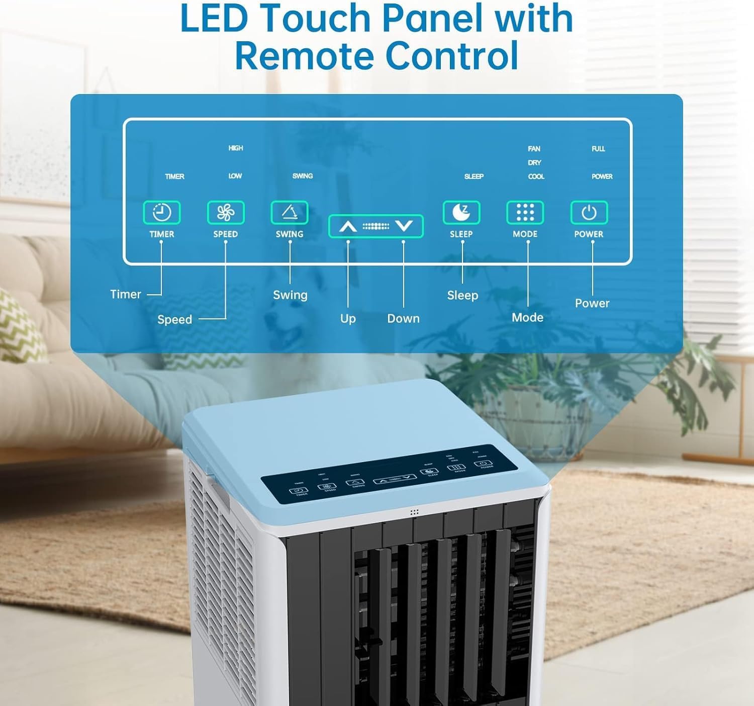 GAOMON 8000 BTU Portable Air Conditioner with Remote Control,3-in-1 Portable AC Unit Up to 350 Sq.Ft,Cool,Fan,Dehumidifier,Bedroom,Office,Apartments,Grey
