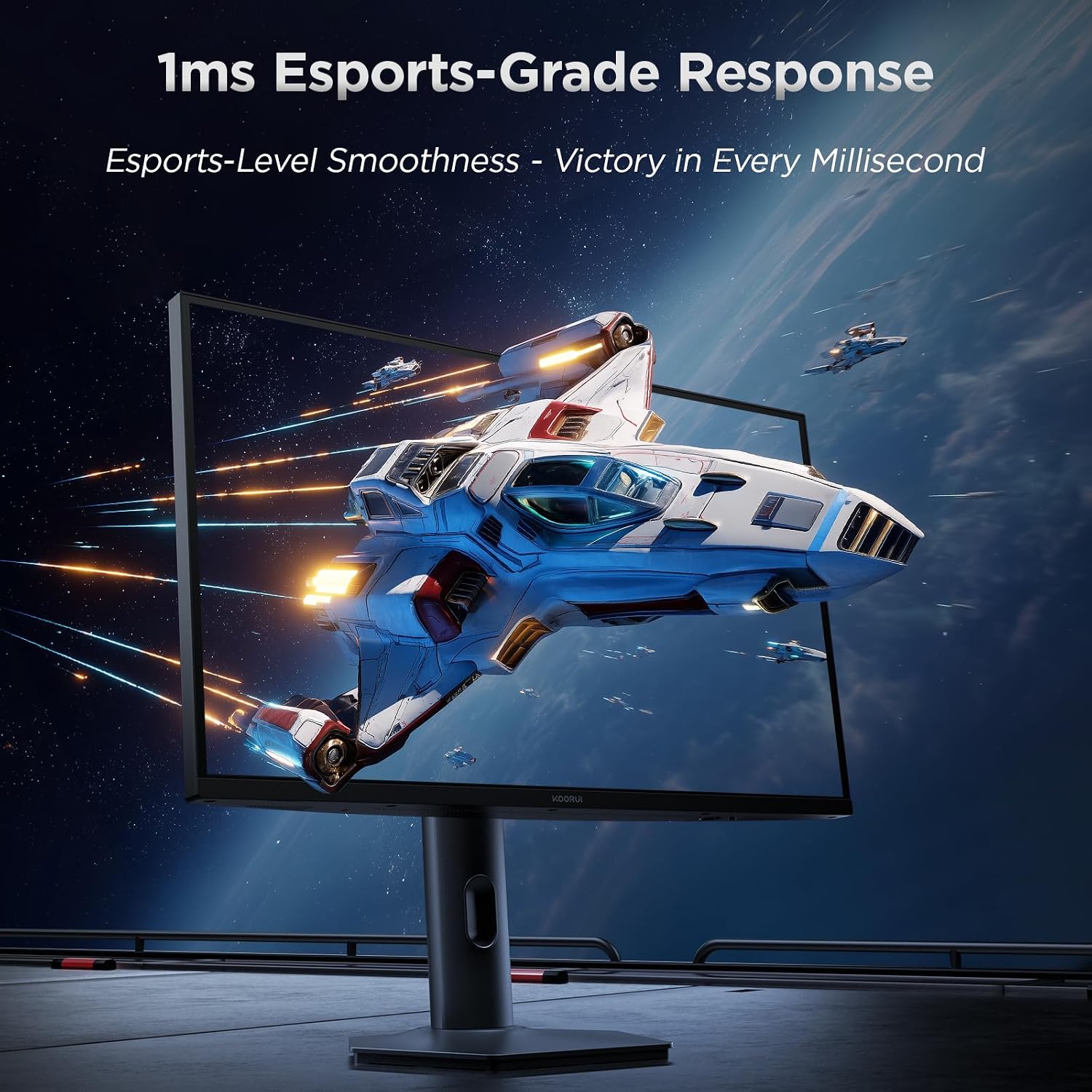 KOORUI 27' 4K QD-Mini LED Gaming Monitor - Dual-Mode (UHD 160Hz or FHD 320Hz), 1ms, 99% Adobe RGB, HDR1400, 90W USB-C, HDMI 2.1/DP1.4, VESA, Tilt Height Swivel Vertical Adjustment, Black, S2741LM