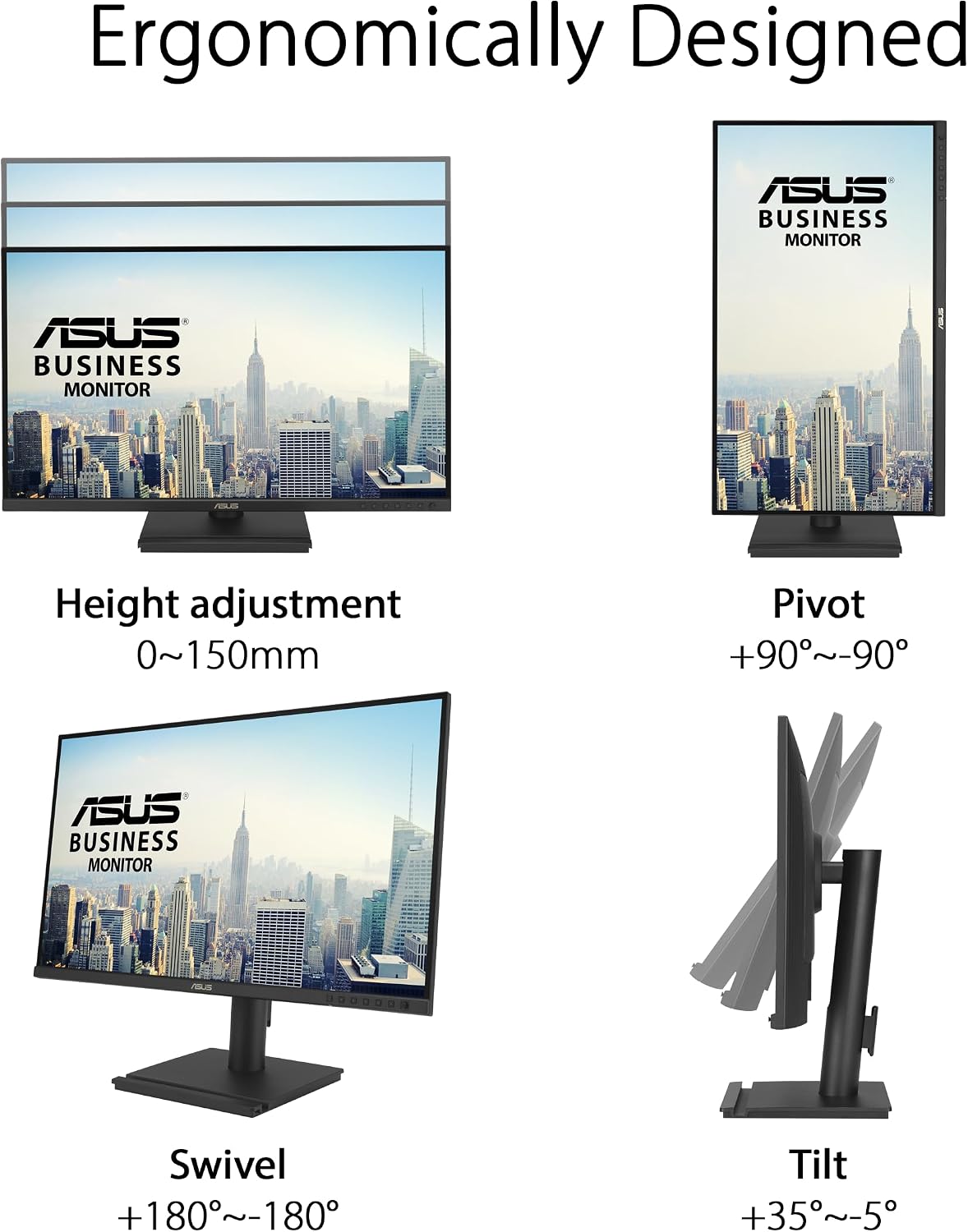 ASUS 27' 1440P USB-C RJ45 Docking Monitor (BE27ACGN) – QHD (2560x1440), IPS, 120Hz, Frameless, Speakers, Height Adjustable, DisplayPort Daisy-Chain, Power Sync, Eye Care, 3 yr Warranty