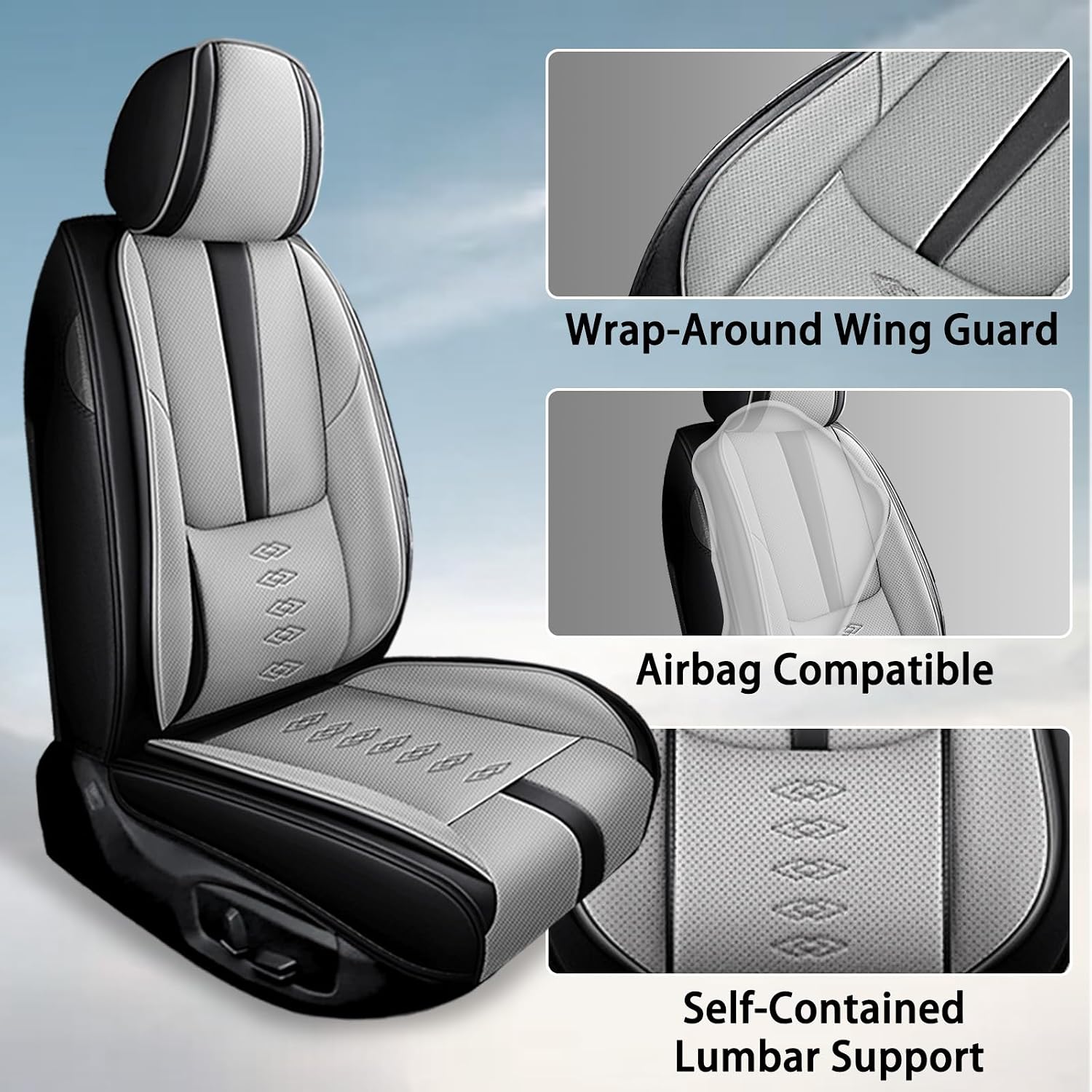 Car Seat Covers 2 Seats Fit for Mazda CX-30 2020-2024 2025,Waterproof Leather Seat Covers,Airbag Compatible,Car Seat Protectors Interior Sets(Front Set,Black&Grey)