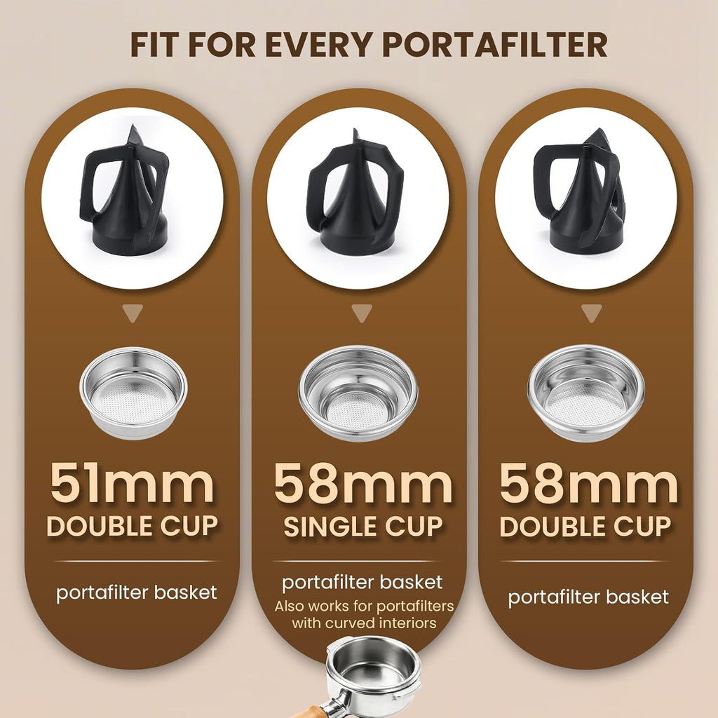 Huanyu Portafilter Cleaner Electric, 3L with Dual Brush Heads, 3 Scrapers for 58mm and 51mm Portafilters, Automatic Coffee Grounds Cleaning Machine
