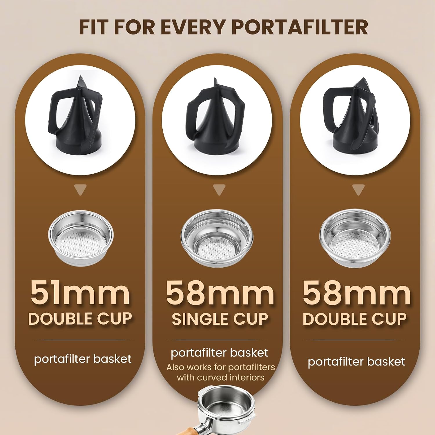 Huanyu Portafilter Cleaner Electric, 3L with Dual Brush Heads, 3 Scrapers for 58mm and 51mm Portafilters, Automatic Coffee Grounds Cleaning Machine