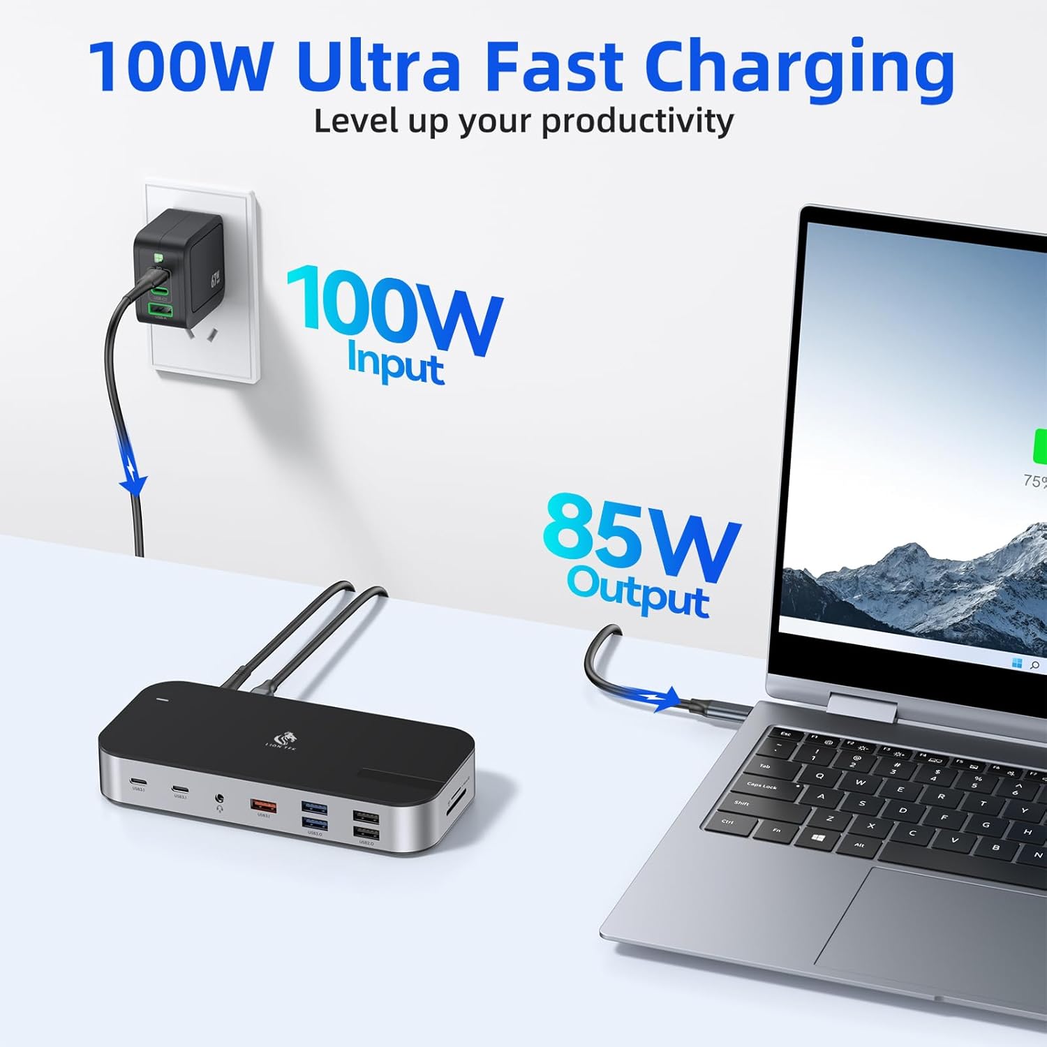 Laptop Docking Station,16 in 1 USB C Docking Triple Monitor,USB C Dock Station with 3 HDMI,PD 100W, USB 3.1/3.0/2.0,RJ 45 Ethernet,microSD/SD Card,Audio for Dell/Lenovo（Include Power Adapter）
